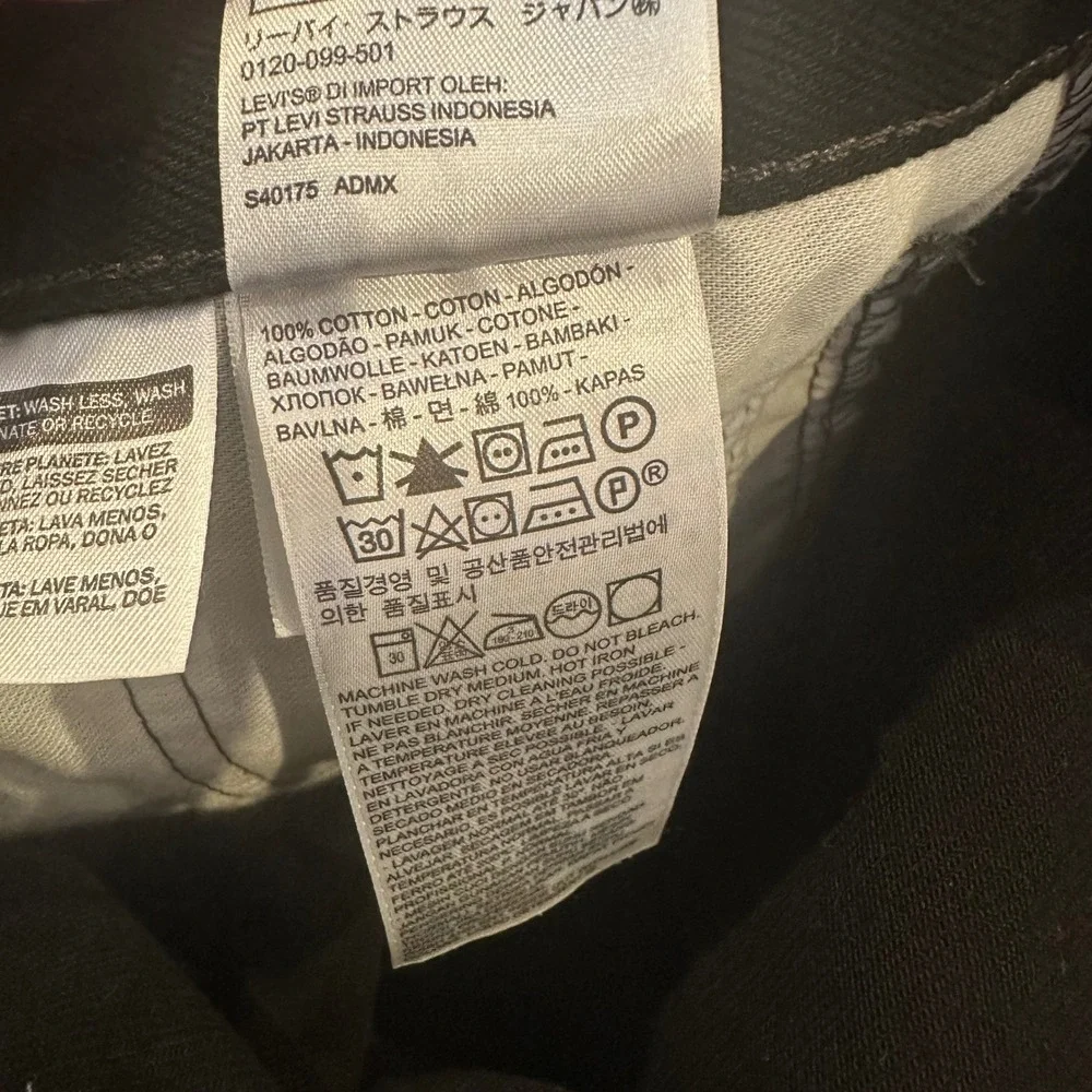 Levi's 505 Regular Fit Black Denim Jeans Mens W44 L32 Straight Leg Heavyweight